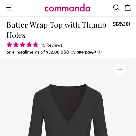 Commando Black Butter Wrap Long Sleeve Cropped Top with Thumb Holes M - Picture 11 of 11